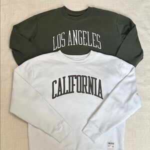 Hollister Bundle(2) Sweatshirts Men’s M Green/White Crewneck Novelty Cozy